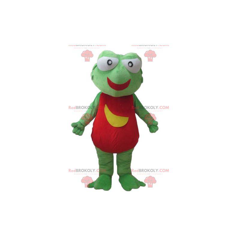 Reusachtige rode en gele groene kikker mascotte - Redbrokoly.com
