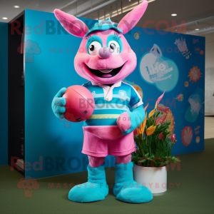 Turkis rosa maskot drakt...