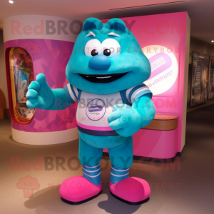 Turkis Pink maskot kostume...
