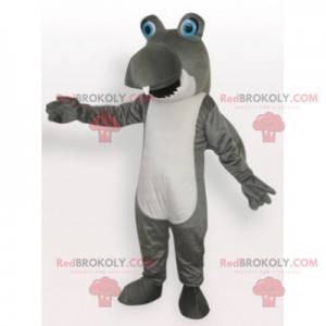 Mascote engraçado tubarão cinza e branco - Redbrokoly.com