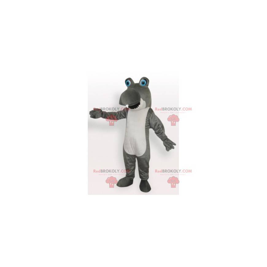 Mascotte rigolote de requin gris et blanc - Redbrokoly.com