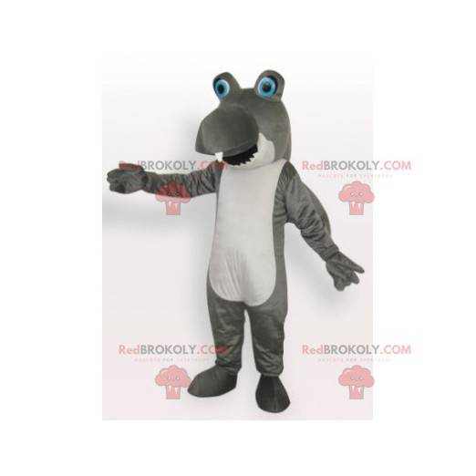 Mascota divertida del tiburón gris y blanco - Redbrokoly.com