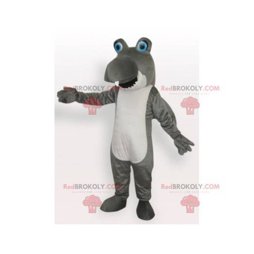 Mascote engraçado tubarão cinza e branco - Redbrokoly.com