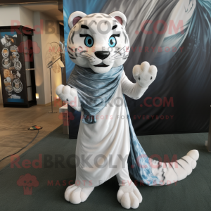 Silver Tiger maskot kostym...