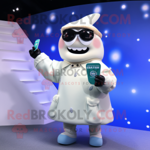 Cream Bottle Of Milk mascot costume character dressed with a Parka and Smartwatches
