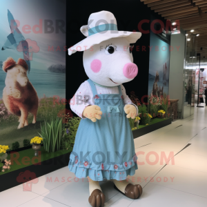 nan Sow mascot costume character dressed with a Mini Dress and Hats