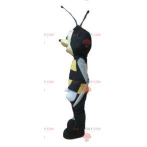 Sonriente mascota abeja avispa negra y amarilla - Redbrokoly.com