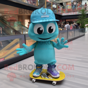 Cyan skateboard maskot...