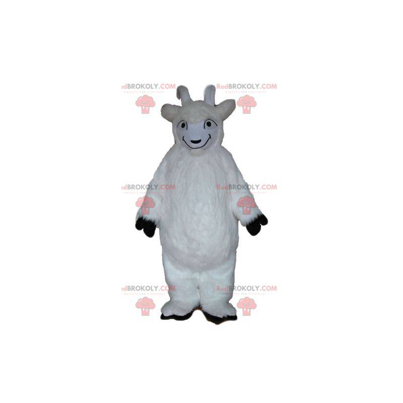 Mascote de cabra cabra branca cabra toda peluda - Redbrokoly.com