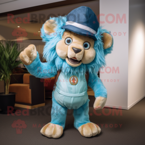 Cyan Tamer Lion maskot...