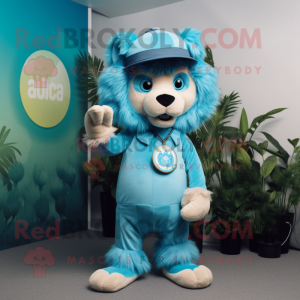 Cyan Tamer Lion maskot...