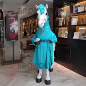 Cyan Horse mascotte kostuum...