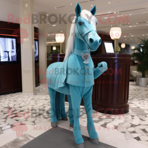 Cyan Horse maskot kostume...