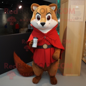 Red Marten mascot costume character dressed with a Trousers and Shawl pins