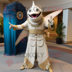 Tan Swordfish maskot kostym...