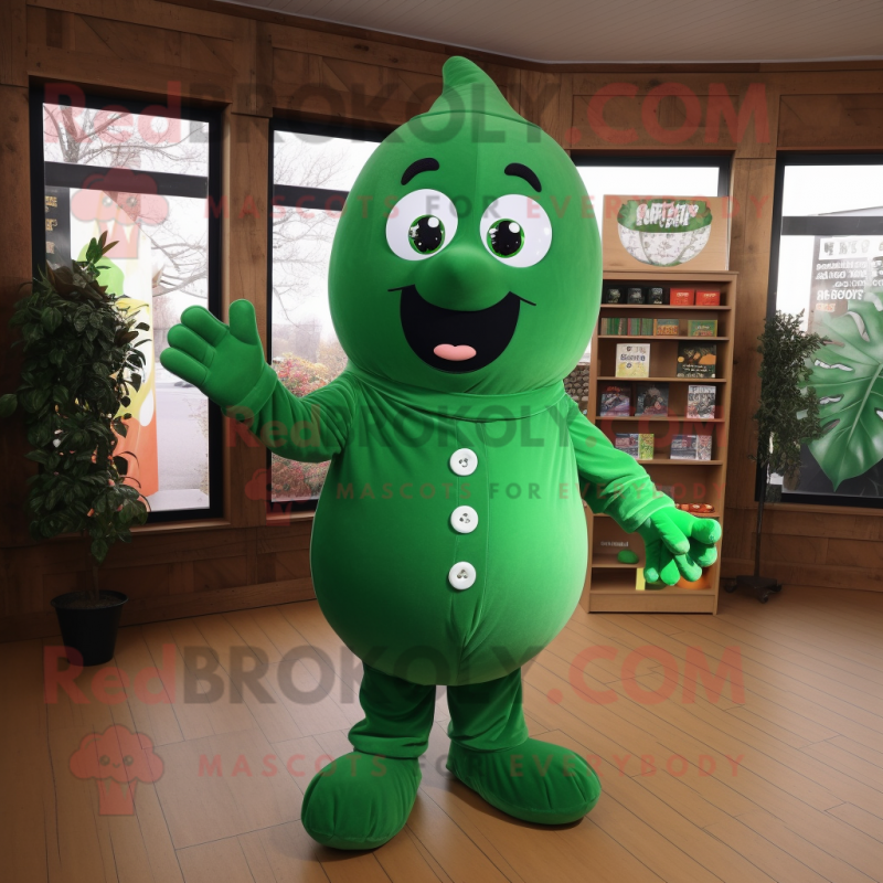Forest Green Pepper mascot costume character dressed with a Poplin Shirt and Mittens Forest Green Pepper mascot costume character dressed with a Poplin Shirt and Mittens