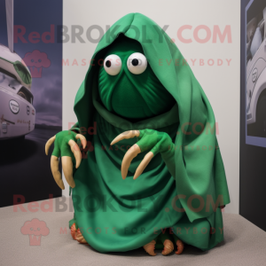 Green Hermit Crab mascot costume character dressed with a Cover-up and Wraps