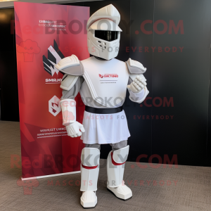 White Spartan Soldier mascot costume character dressed with a Polo Shirt and Pocket squares