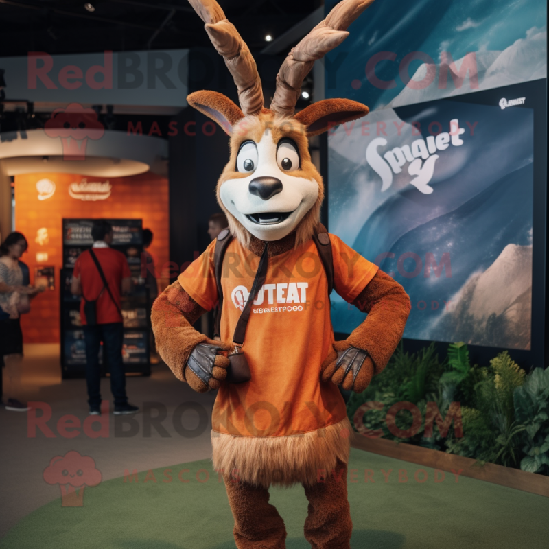 Rust Gazelle mascot costume character dressed with a Shorts and Watches