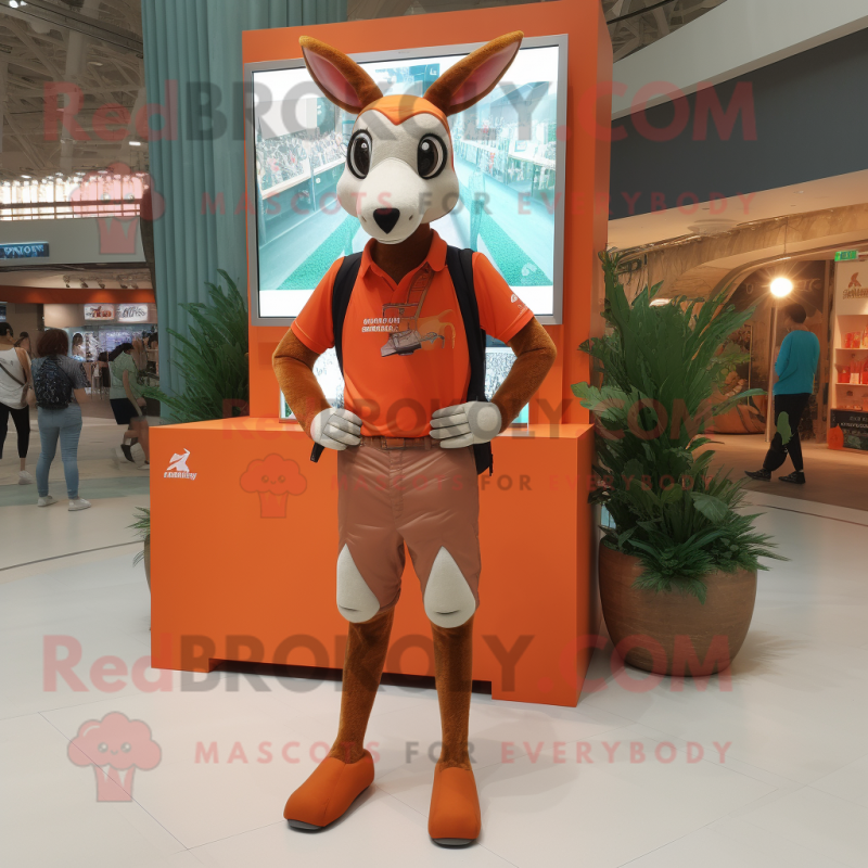 Rust Gazelle mascot costume character dressed with a Shorts and Watches