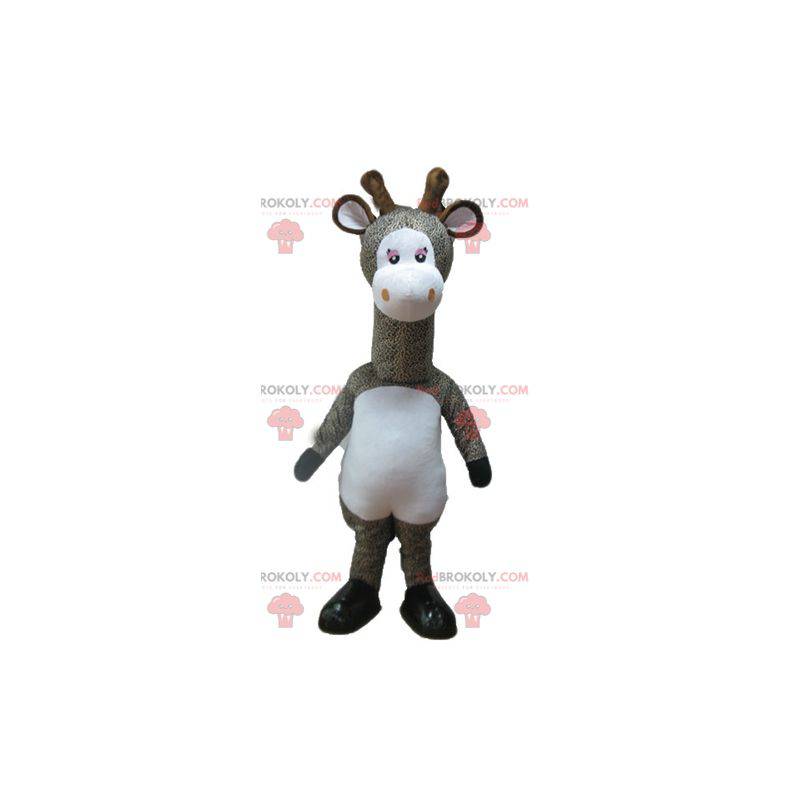 Gray and white spotted giraffe mascot - Redbrokoly.com