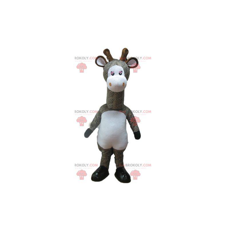 Mascotte giraffa maculata grigia e bianca - Redbrokoly.com
