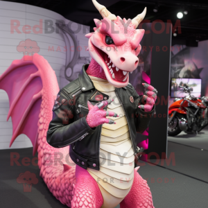 Pink Dragon maskot drakt...