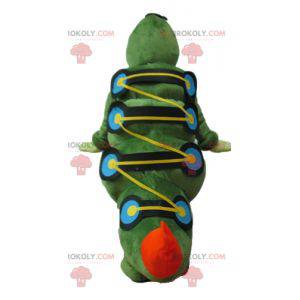 Mascotte grande bruco verde arancione giallo e blu gigante -