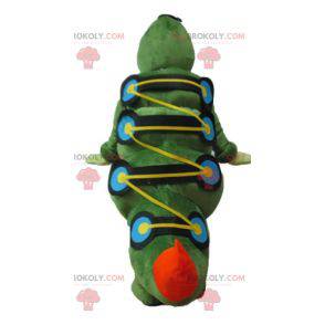 Mascot large green orange yellow and giant blue caterpillar -