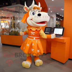 Orange Bull maskot kostume...