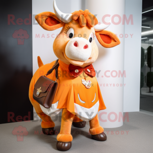 Orange Bull maskot drakt...