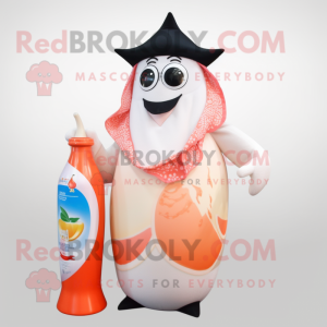 Peach Bottle Of Milk mascot costume character dressed with a Swimwear and Shawls