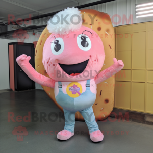 nan Donut mascot costume character dressed with a Bootcut Jeans and Hair clips