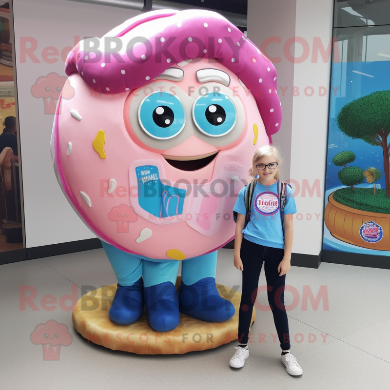 nan Donut mascot costume character dressed with a Bootcut Jeans and Hair clips