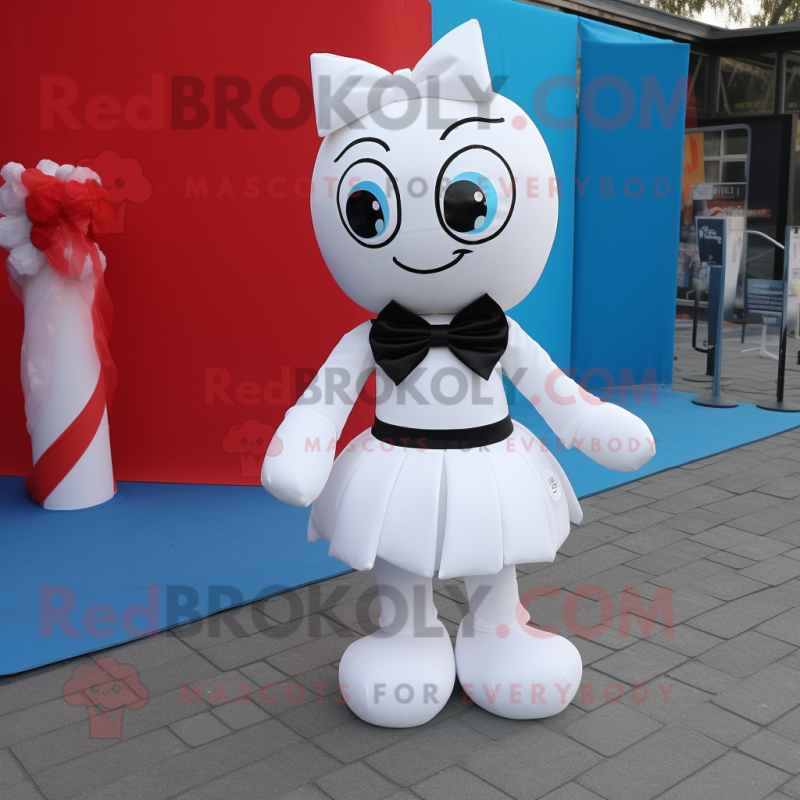 White But mascot costume character dressed with a Mini Dress and Bow ties White But mascot costume character dressed with a Mini Dress and Bow ties