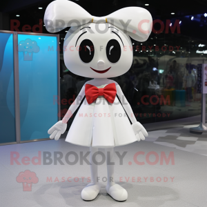 White But mascot costume character dressed with a Mini Dress and Bow ties