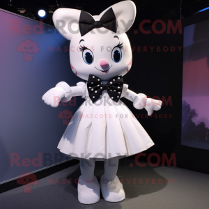 White But mascot costume character dressed with a Mini Dress and Bow ties