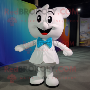 White But mascot costume character dressed with a Mini Dress and Bow ties