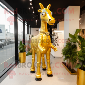 Guld Giraffe maskot kostym...