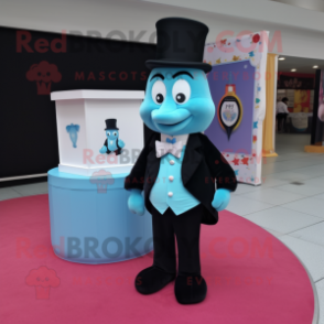 Sky Blue Plum mascot costume character dressed with a Tuxedo and Pocket squares