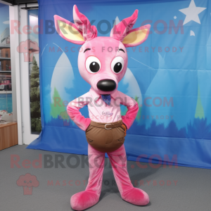 Rosa rådjur maskot kostym...
