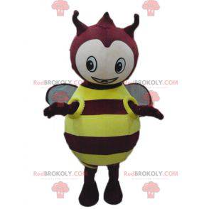 Mascote inseto amarelo e vermelho redondo e fofo -