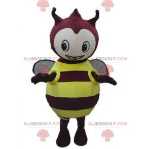 Mascotte d'insecte jaune et rouge dodu ronde et mignonne -