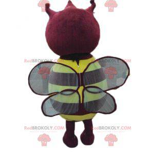 Mascote inseto amarelo e vermelho redondo e fofo -
