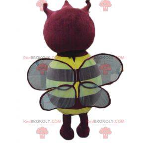Kulatý a roztomilý žlutý a červený hmyz maskot - Redbrokoly.com