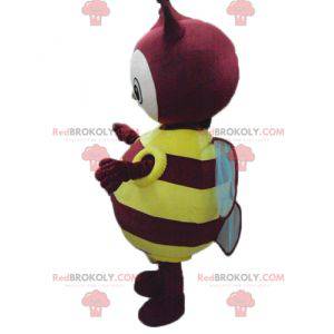 Mascotte insetto giallo e rosso rotondo e carino -