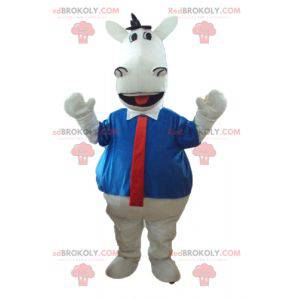 White horse mascot with a shirt and tie - Redbrokoly.com