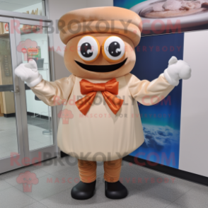 Tan Goulash mascot costume character dressed with a Turtleneck and Bow ties