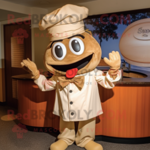 Tan Goulash mascot costume character dressed with a Turtleneck and Bow ties