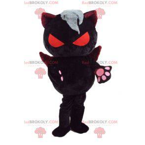Gato diabólico mascote com olhos e asas laranja - Redbrokoly.com